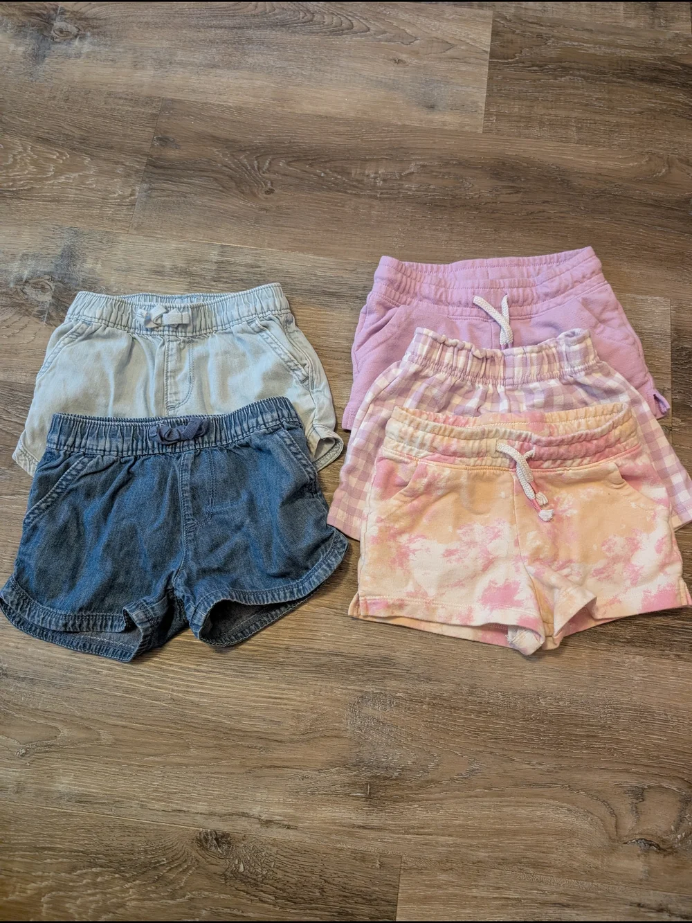 Girls' Shorts Bundle - Lilac, Light Blue, Denim, Tie-Dye, Gingham